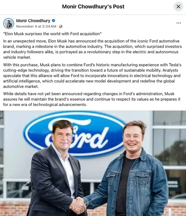 Did Elon Musk Buy Ford? The Truth Behind the Viral Acquisition Rumor